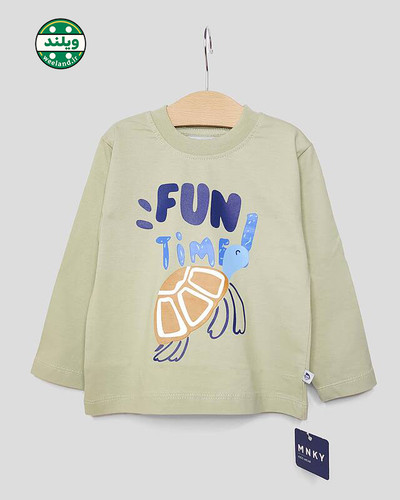 بلوز آستین بلند پسرانه طرح لاک پشت 3 تا 6 سال