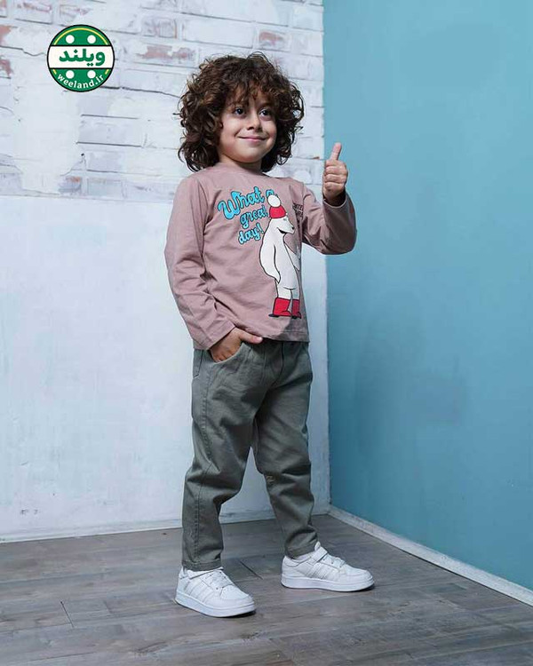 بلوز آستین بلند طرح خرس قطبی برند مانکی 3 تا 6 سال