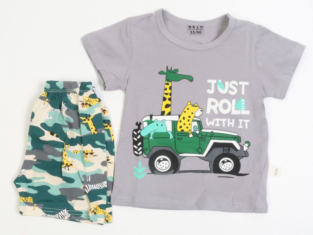 ست راحتی تیشرت و شلوارک طرح گردش حیوانات 1 تا 6 سال