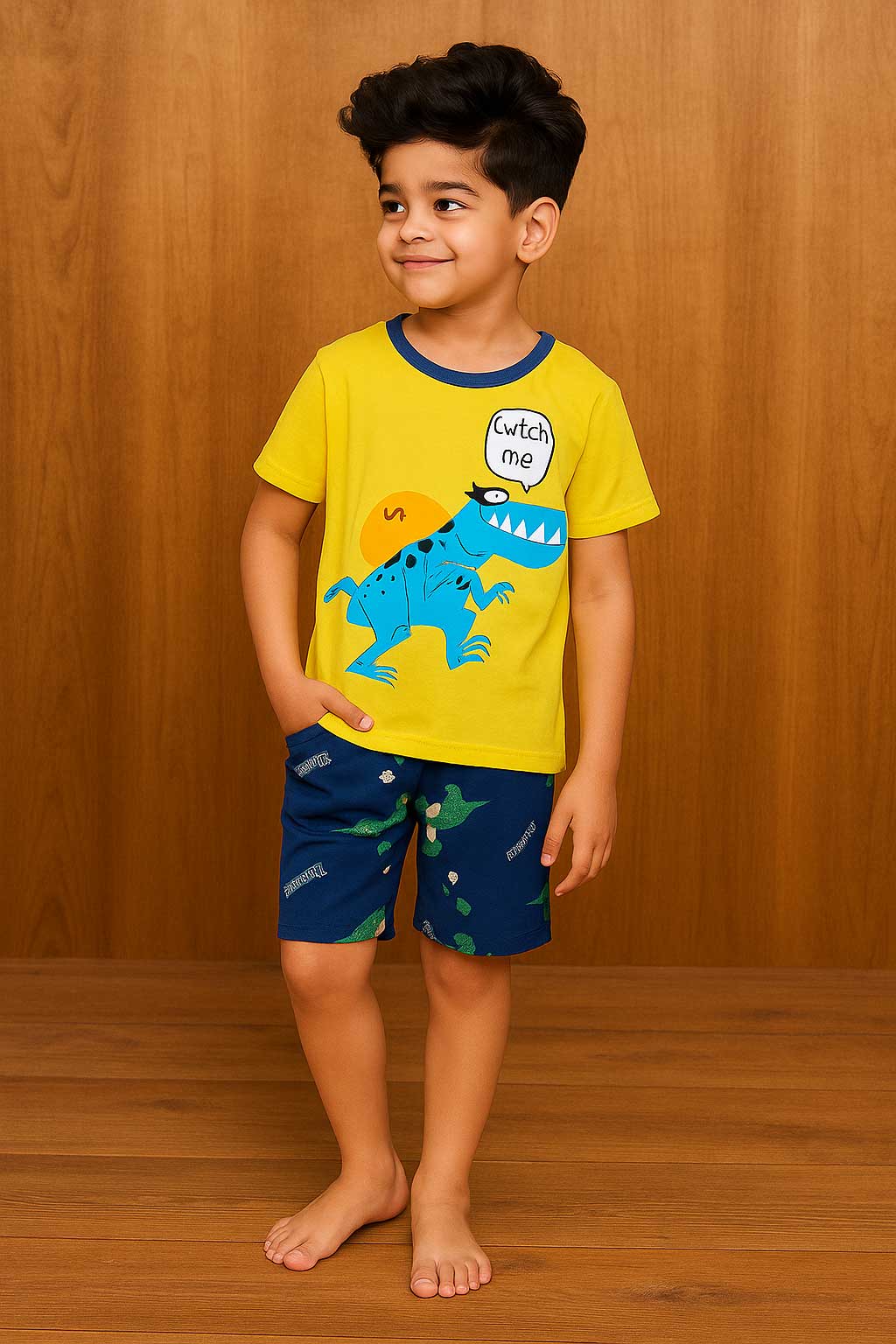 ست راحتی تیشرت و شلوارک دایناسور 1 تا 6 سال