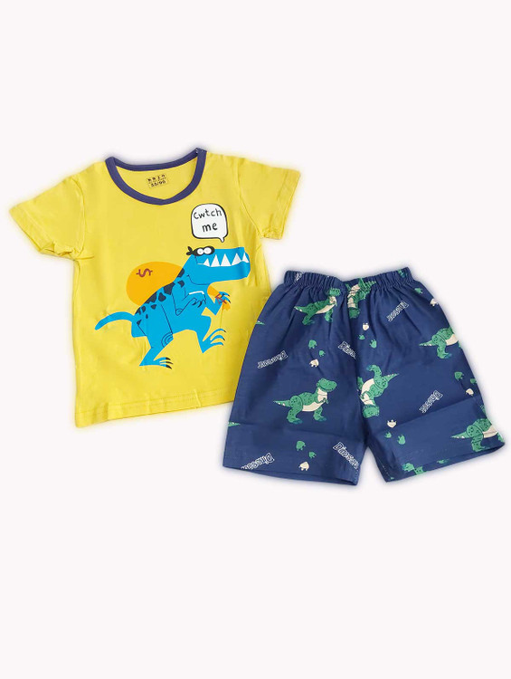 ست راحتی تیشرت و شلوارک دایناسور 1 تا 6 سال