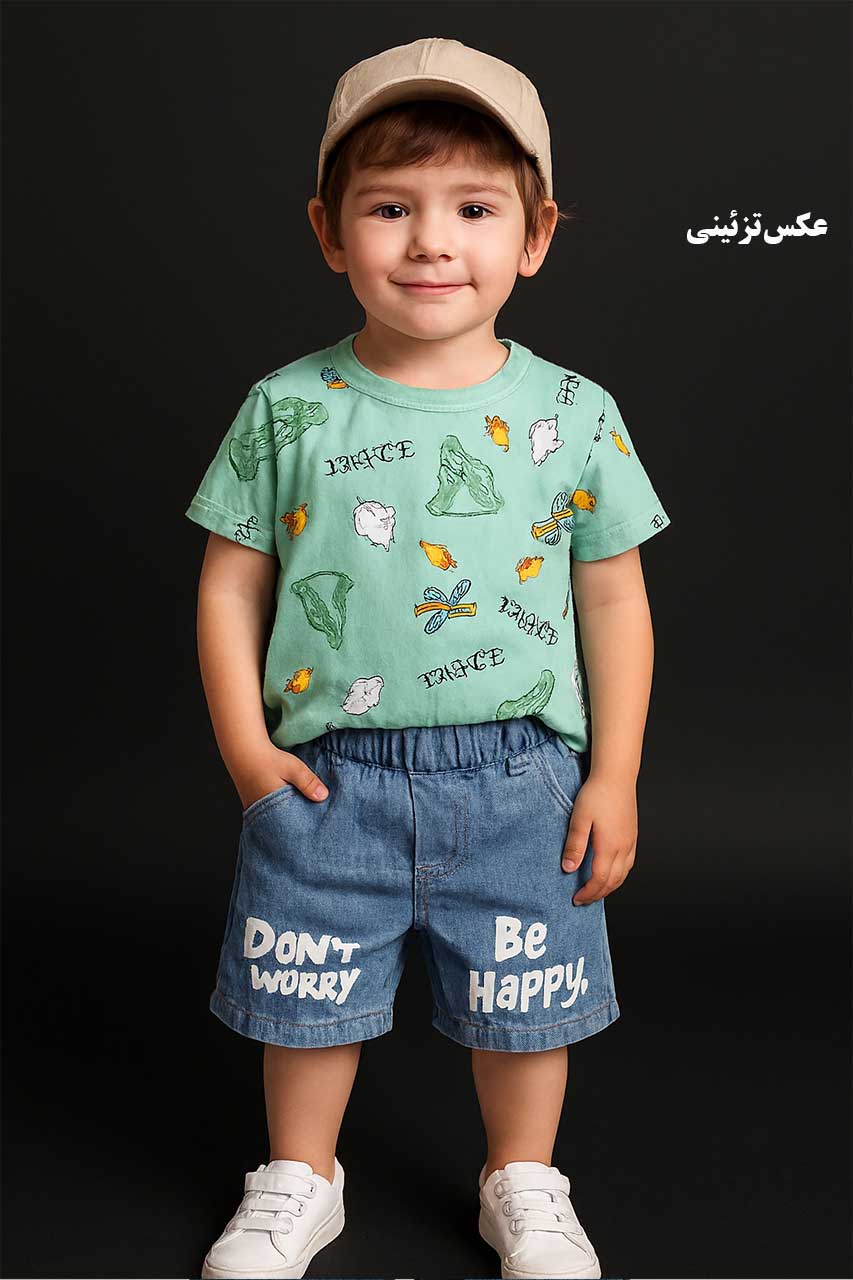 ست تیشرت و شلوارک طرح کاکتوس 1 تا 5