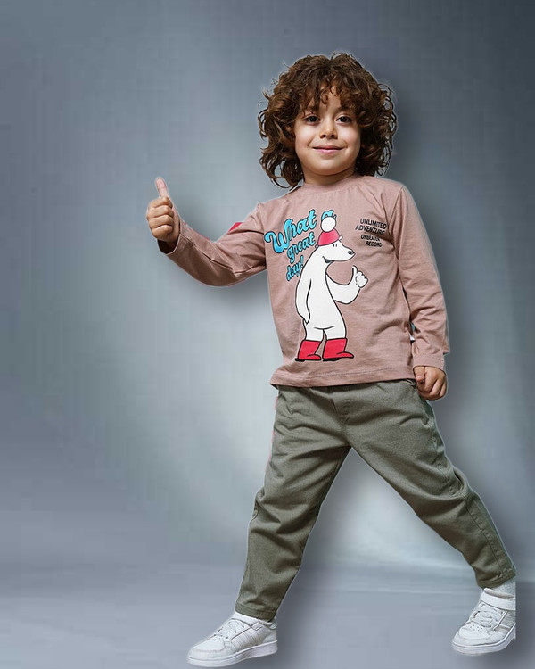 بلوز آستین بلند طرح خرس قطبی برند مانکی 3 تا 6 سال