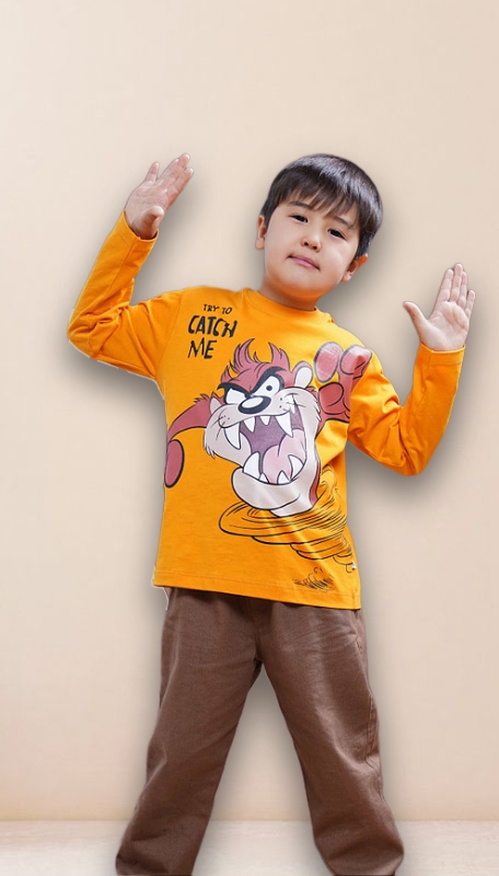 بلوز آستین بلند پسرانه طرح کچ می 7 تا 10 سال