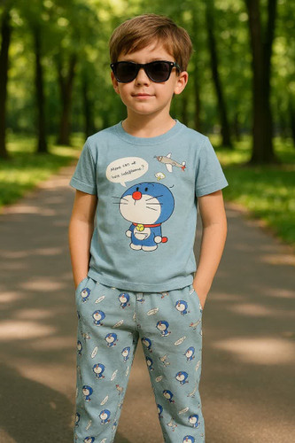 تیشرت و شلوار راحتی پسرانه طرح دورایمون 1 تا 3 سال