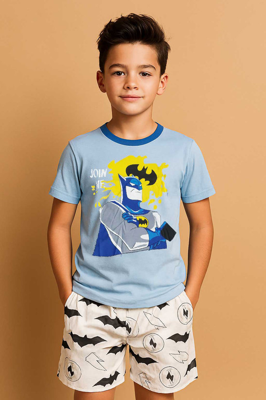 ست راحتی تیشرت و شلوارک طرح بتمن 7 تا 9 سال