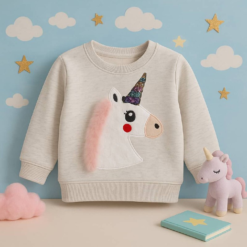 بلوز دورس دخترانه طرح تک شاخ 2 تا 5 سال