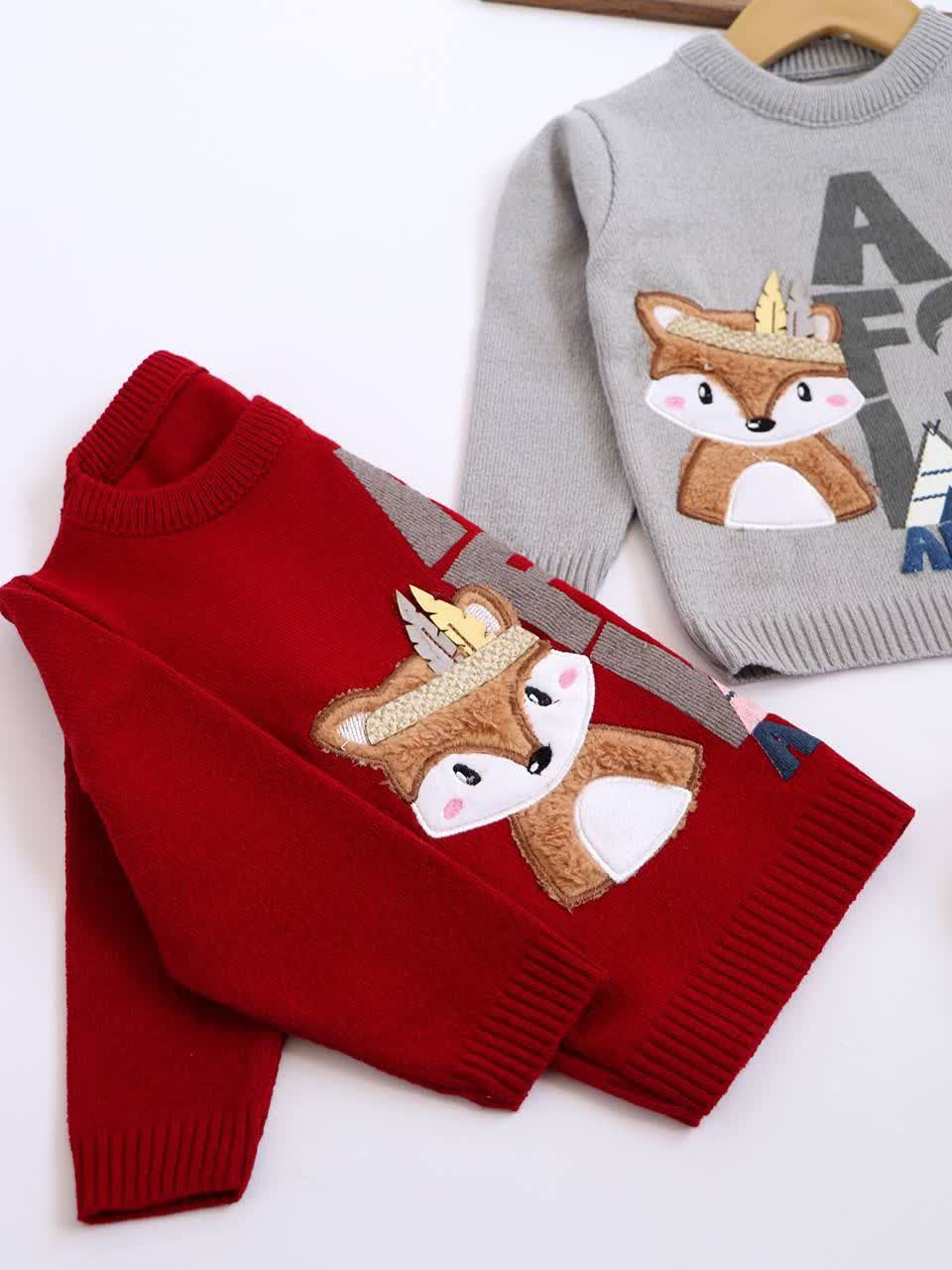 بلوز بافت 6 تا 9 سال طرح روباه سرخپوست