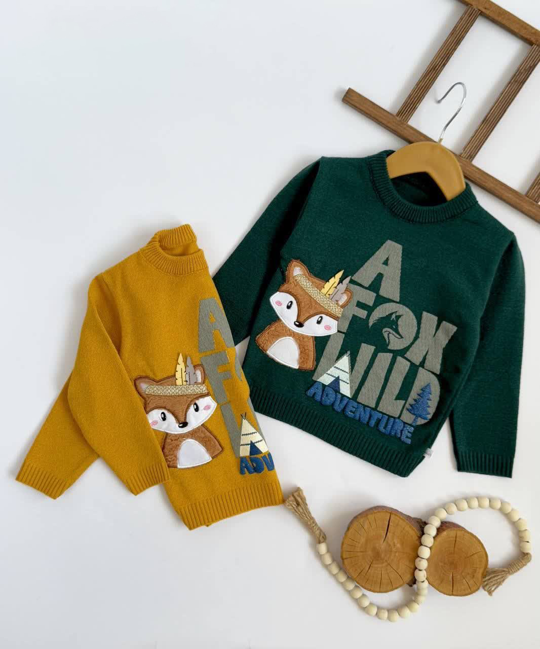 بلوز بافت 6 تا 9 سال طرح روباه سرخپوست