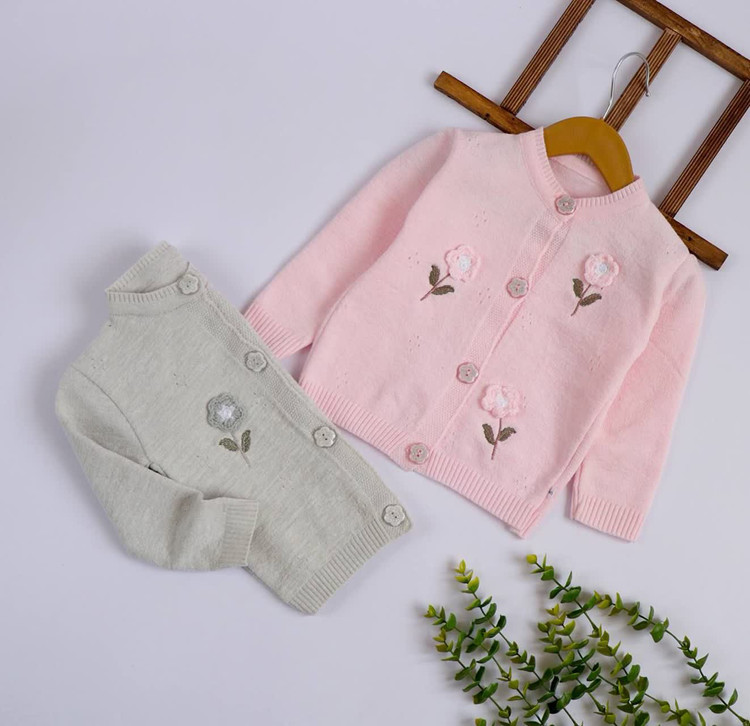 ژاکت بافت گل برجسته 2 سال