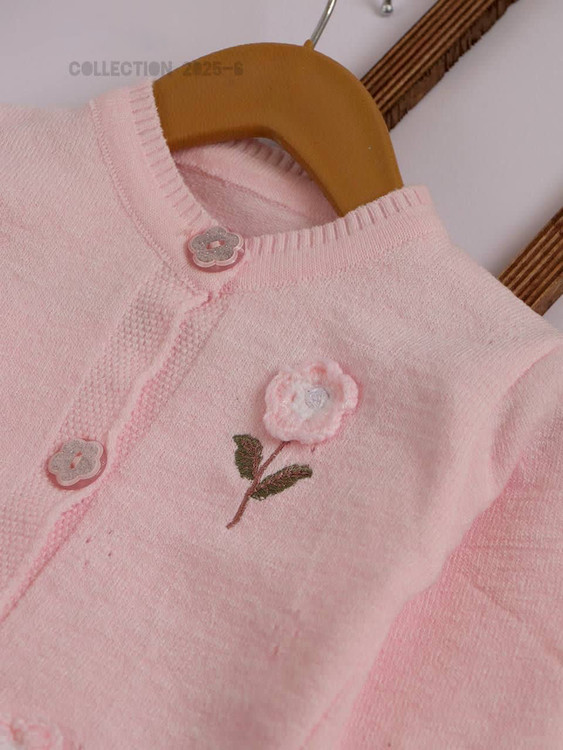 ژاکت بافت گل برجسته 2 سال