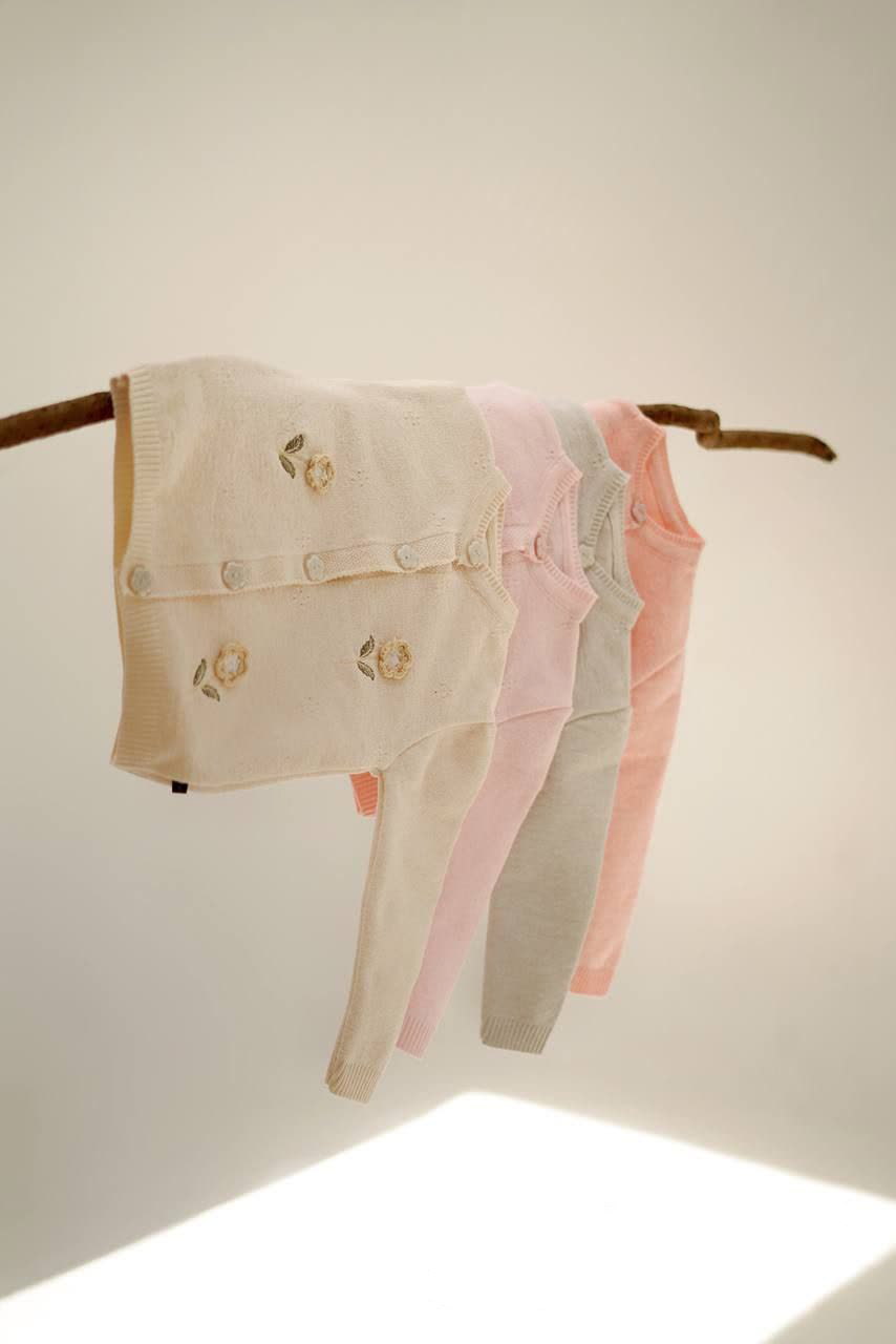 ژاکت بافت گل برجسته 2 سال