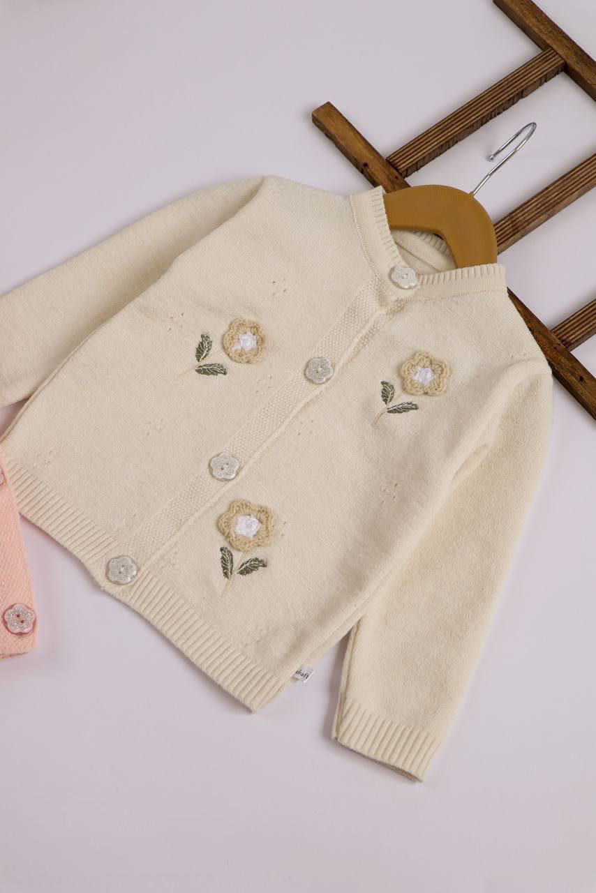 ژاکت بافت گل برجسته 2 سال