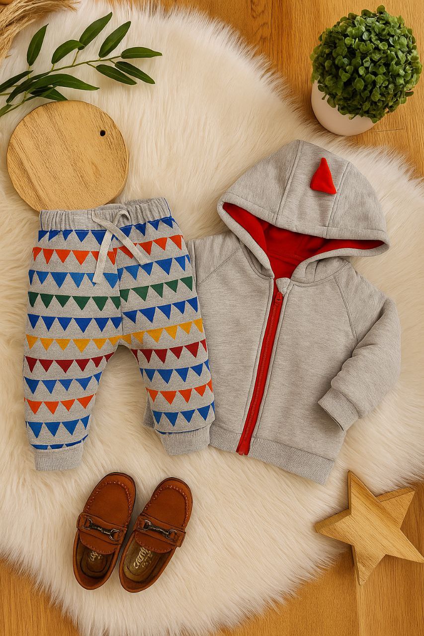 ست سویشرت و شلوار طرح دایناسوری نوزادی