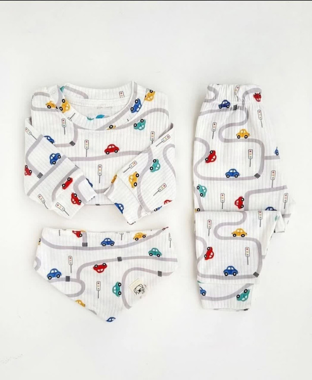 ست نوزادی سه تکه طرح ماشین