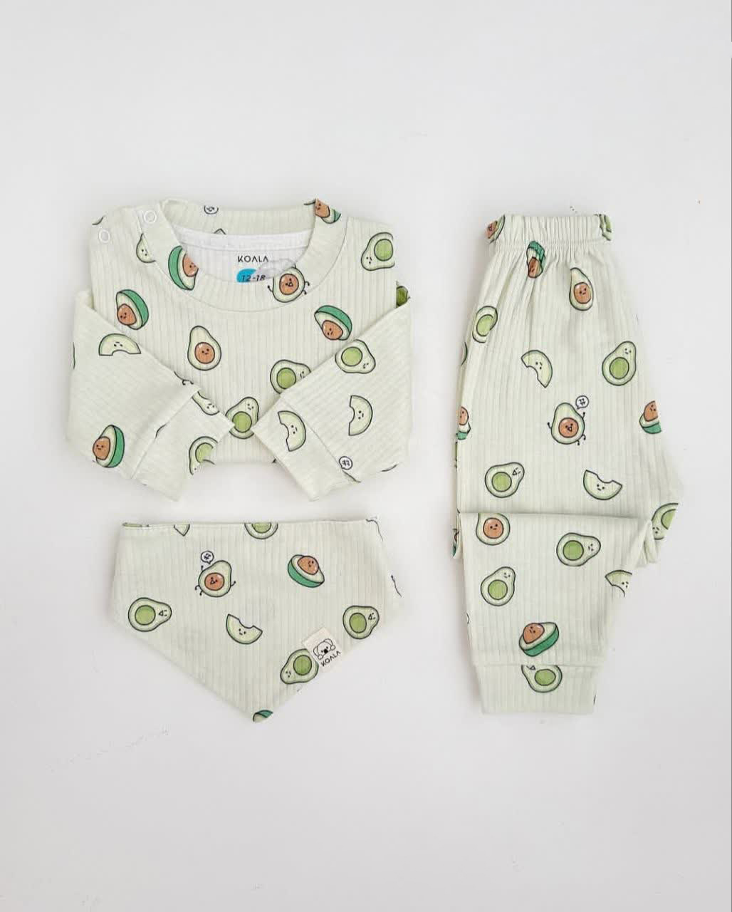 ست نوزادی سه تکه نوزادی طرح آواکادو تا 3 سال