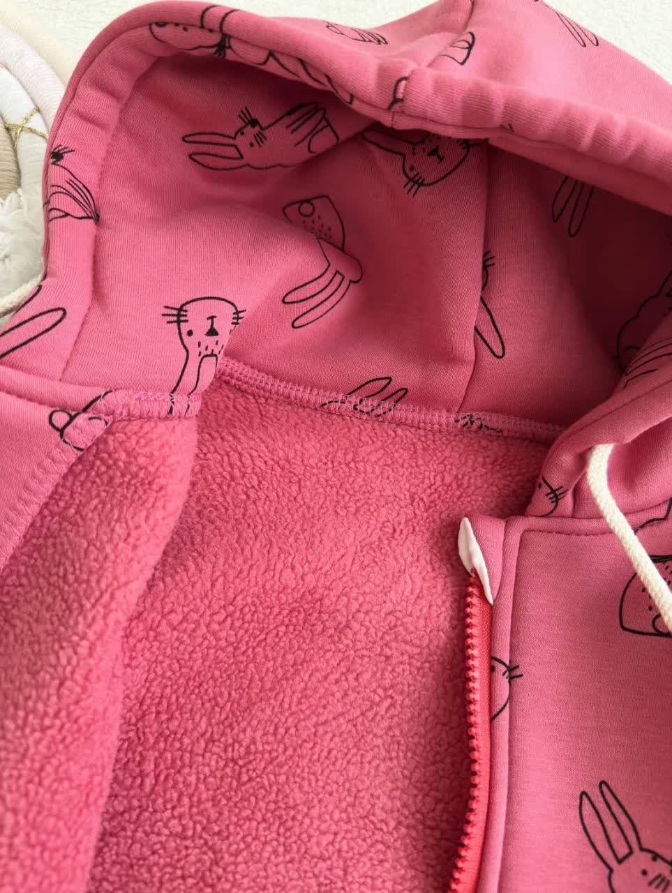 سویشرت دخترانه داخل خز با کلاه ضخیم 2 تا 5 سال با ست مادر