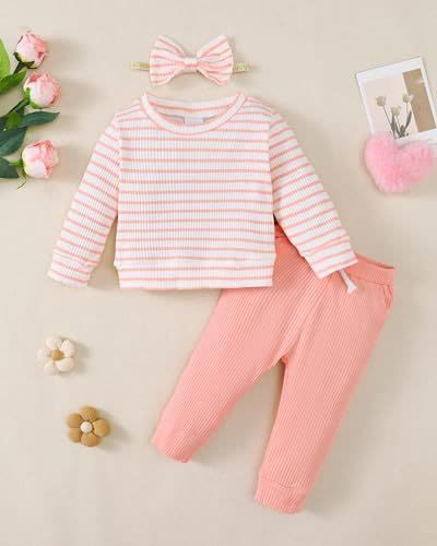 ست بلوز و شلوار سه تکه دخترانه با هد 3 تا 12 ماه