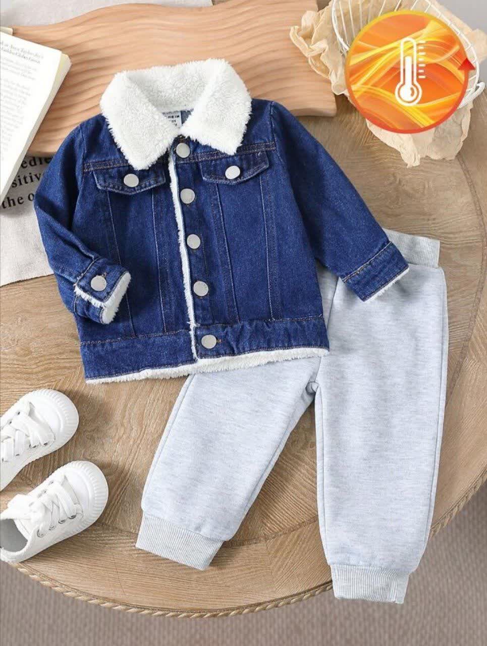 ژاکت جین با شلوار داخل کرکی پسرانه 2 تا 3 سال