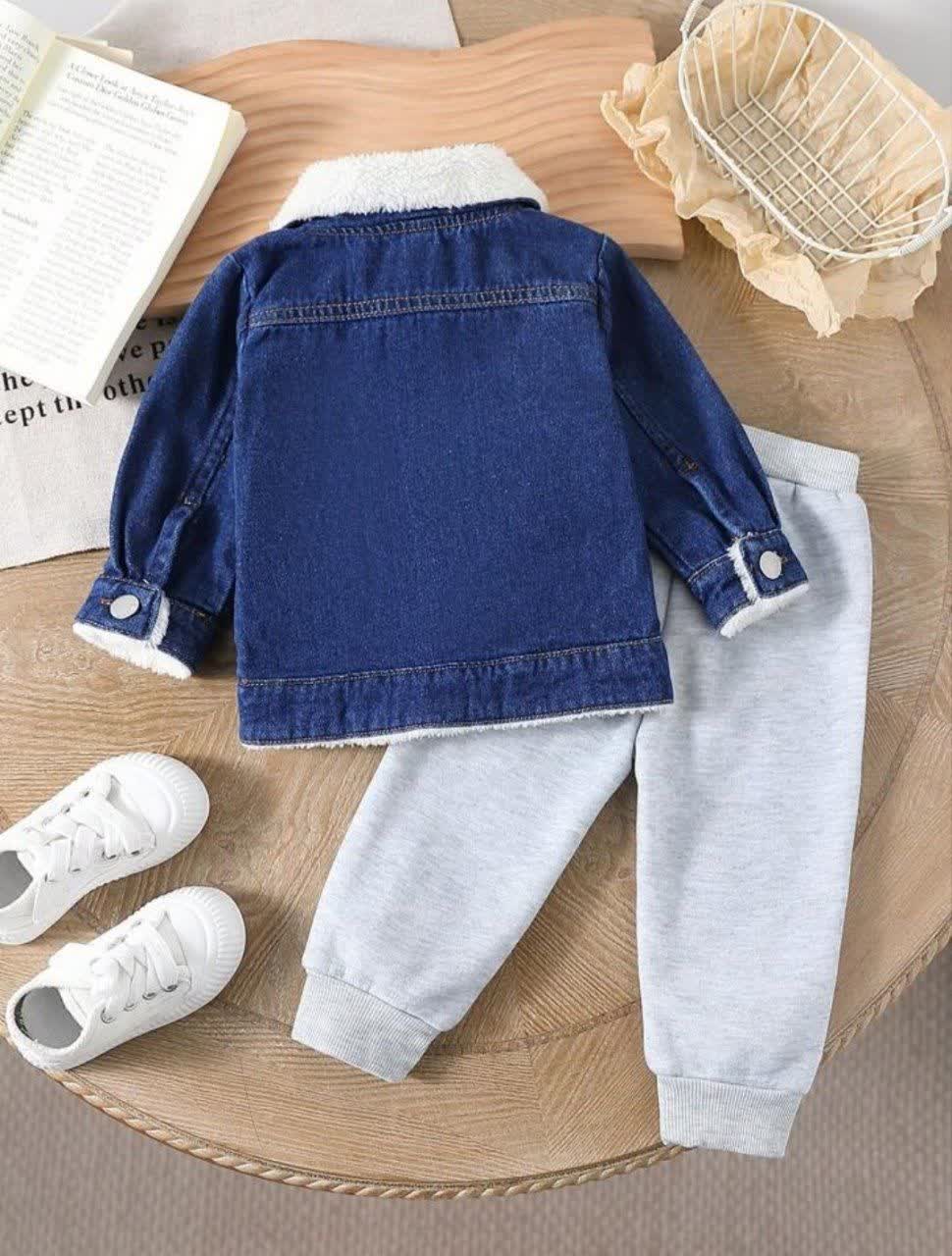 ژاکت جین با شلوار داخل کرکی پسرانه 2 تا 3 سال