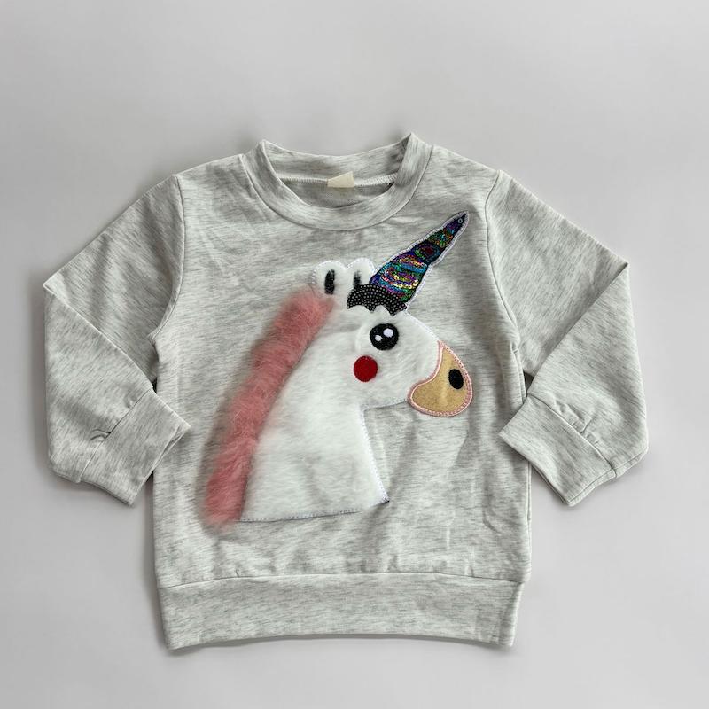 بلوز دورس دخترانه طرح تک شاخ 2 تا 5 سال