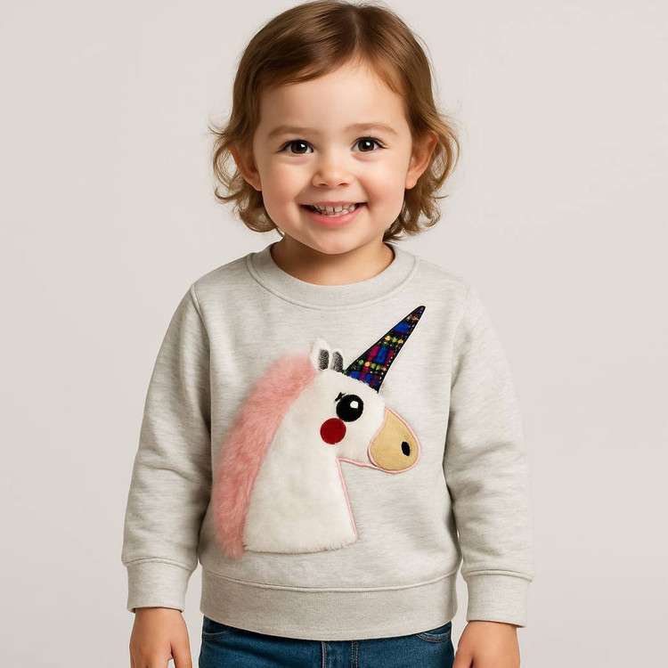 بلوز دورس دخترانه طرح تک شاخ 2 تا 5 سال