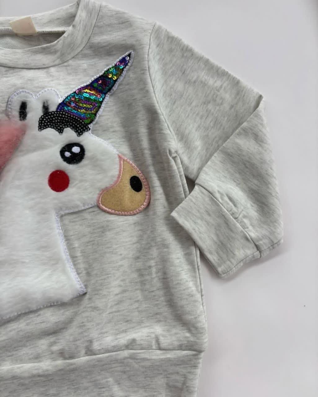 بلوز دورس دخترانه طرح تک شاخ 2 تا 5 سال