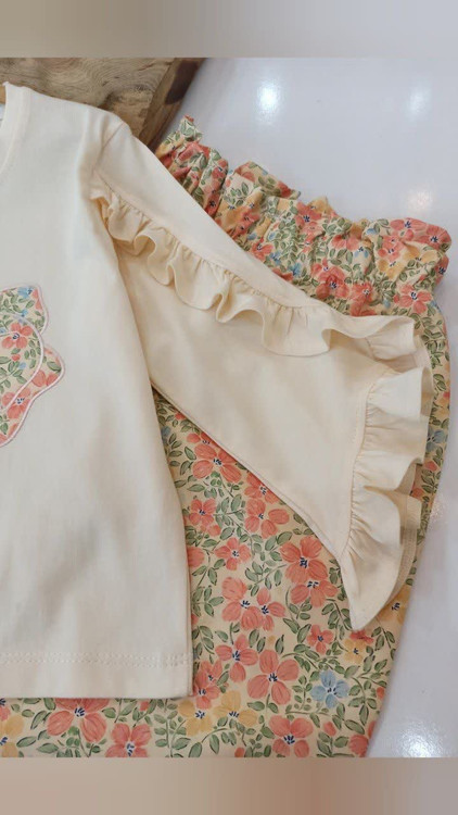 بلوز و شلوار دخترانه طرح پاپیون آستین فرشته 4 تا 13 سال