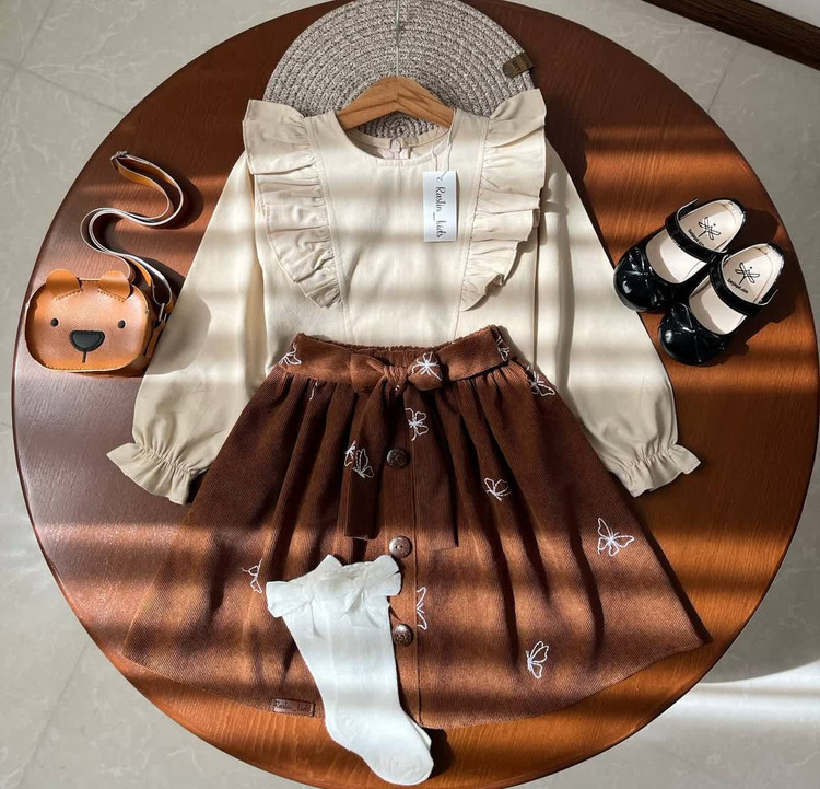 شومیز دامن پروانه 4 تا 11 سال