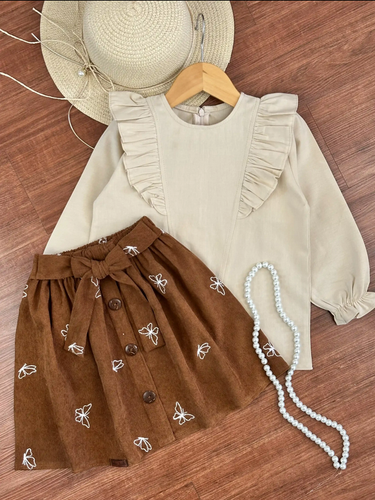 شومیز دامن پروانه 4 تا 11 سال