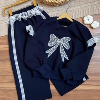 ست بلوز و شلوار پاپیون تور دار 2 تا 9 سال