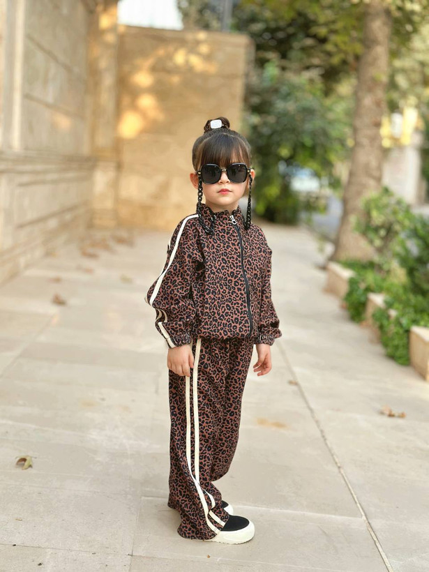 ست سویشرت و شلوار پلنگی دخترانه 3 تا 12 سال