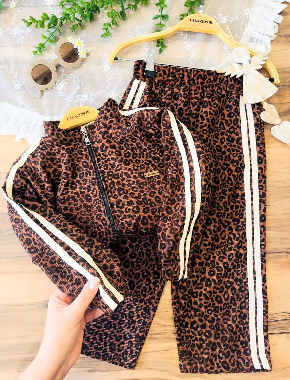 ست سویشرت و شلوار پلنگی دخترانه 3 تا 12 سال