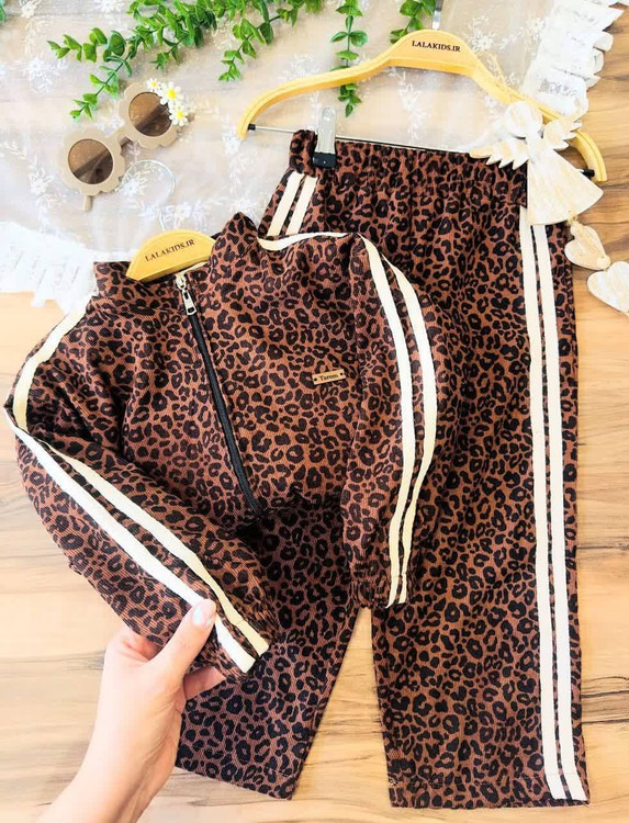 ست سویشرت و شلوار پلنگی دخترانه 3 تا 12 سال