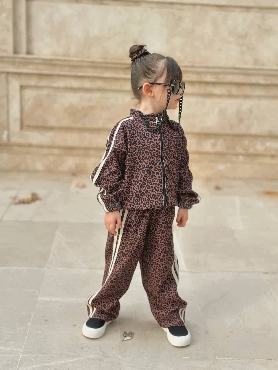 ست سویشرت و شلوار پلنگی دخترانه 3 تا 12 سال