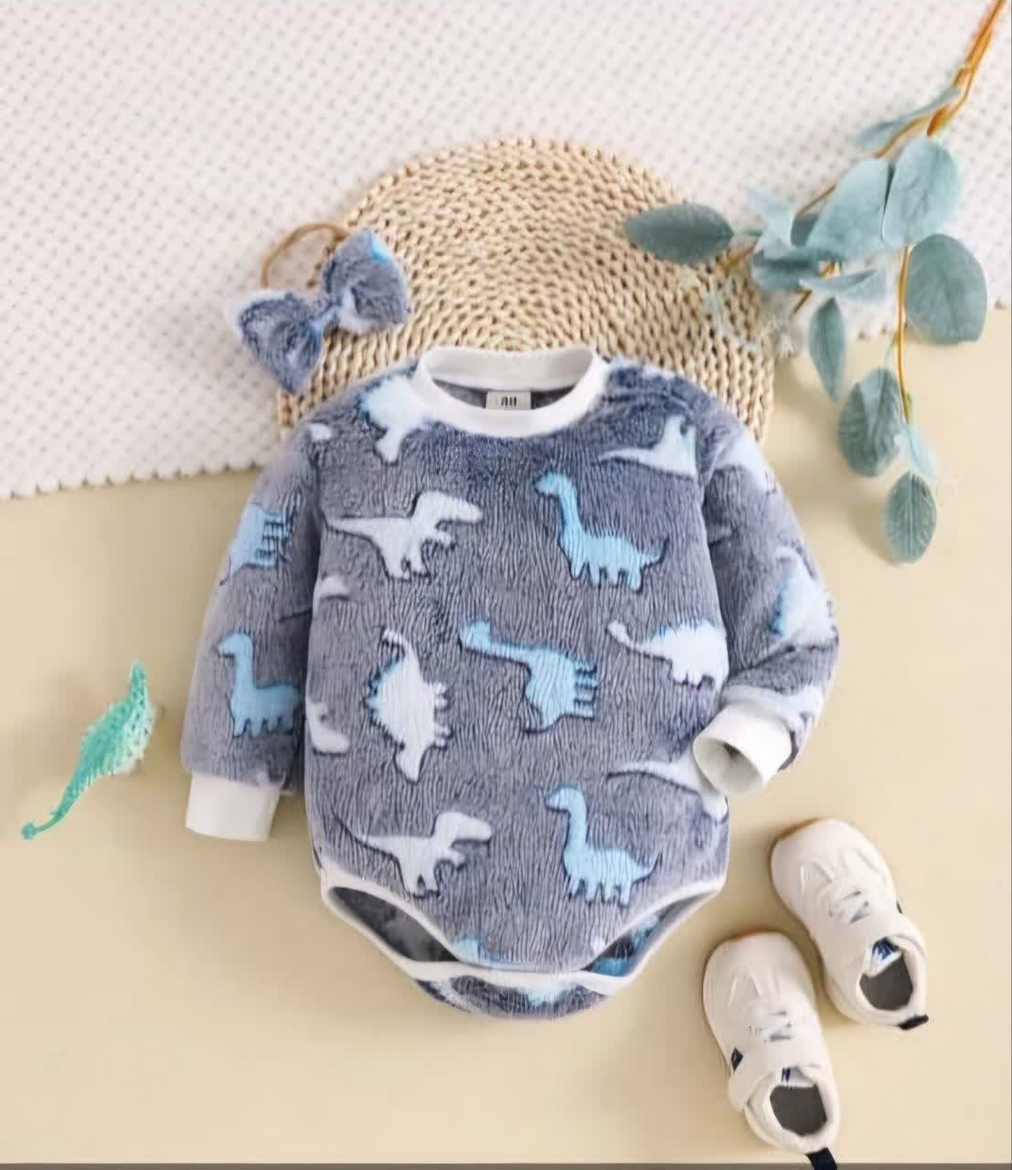 بادی زیردکمه آستین بلند نوزادی 9 تا 24 ماه طرح دایناسوری