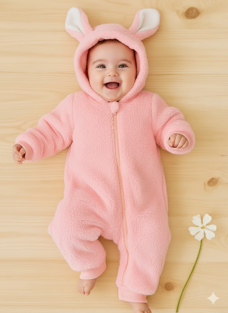 سرهمی پشمی کلاه خرگوشی 1 تا 10 ماه رامپر