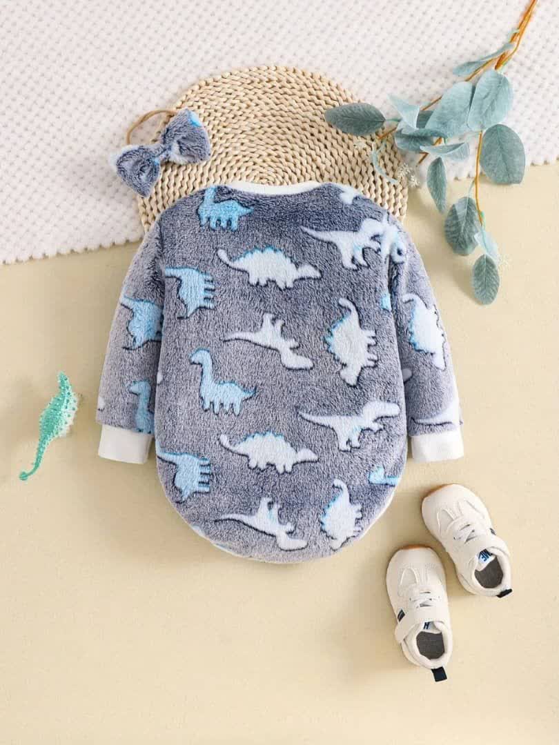 بادی زیردکمه آستین بلند نوزادی 9 تا 24 ماه طرح دایناسوری