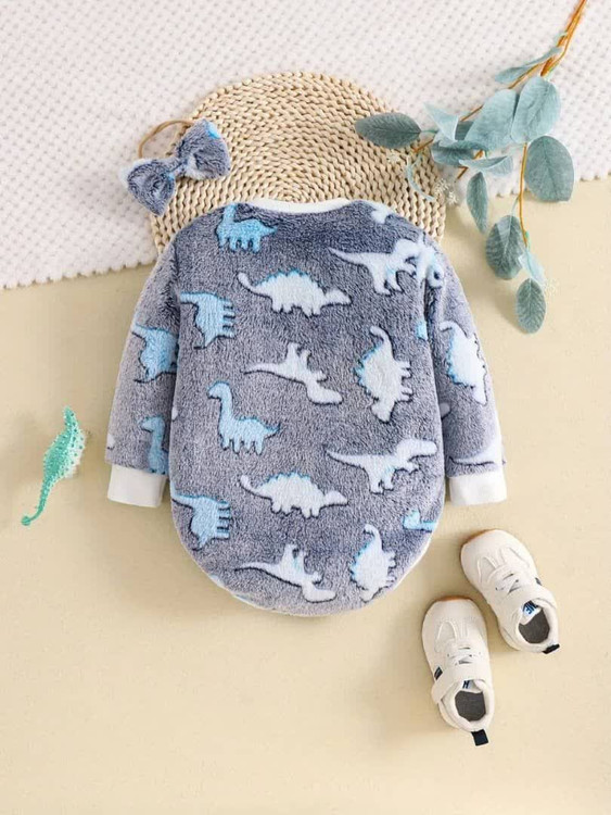 بادی زیردکمه آستین بلند نوزادی 9 تا 24 ماه طرح دایناسوری