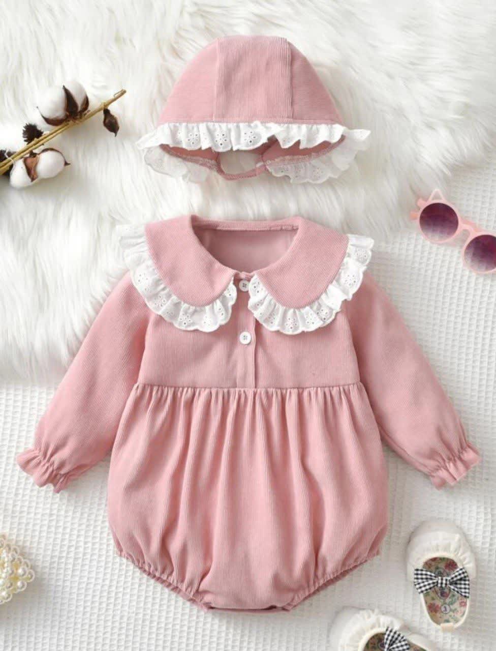 ست بادی با کلاه دخترانه 9 تا 18 ماه