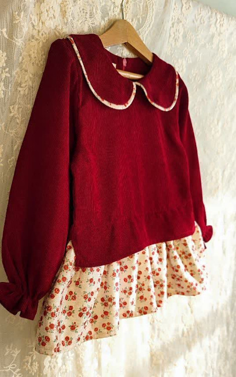 شومیز مخمل کبریتی دامن دار 3 تا 8 سال