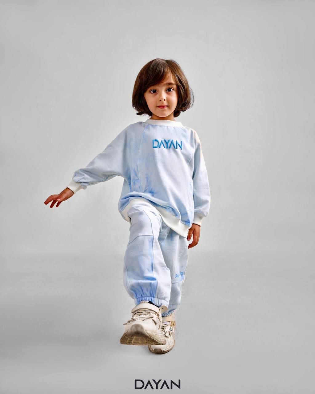 ست بلوز و شلوار طرح آبرنگ 3 تا 7 سال