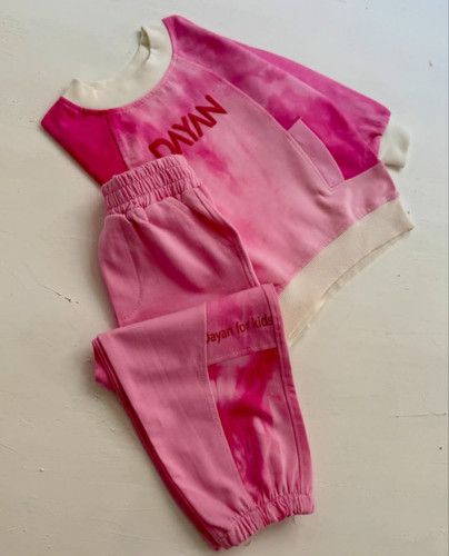 ست بلوز و شلوار طرح آبرنگ 3 تا 7 سال