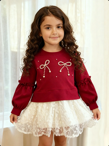 پیراهن تور مروارید 2 تا 9 سال