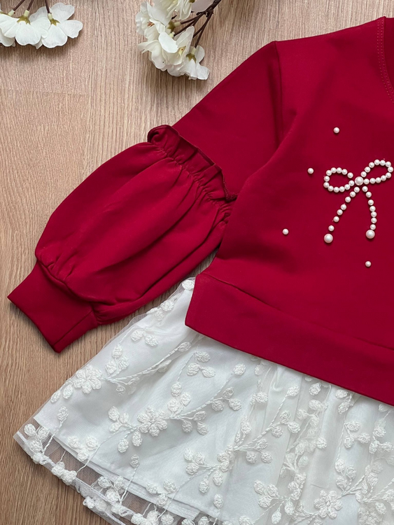 پیراهن تور مروارید دخترانه 2 تا 9 سال