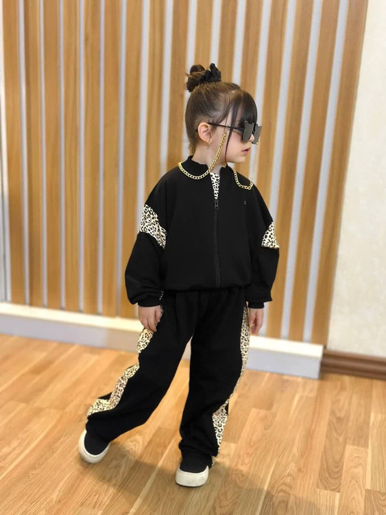 سه تیکه سویشرت شلوار دورس پلنگی 3 تا 12 سال