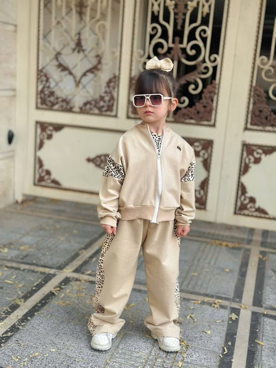 سه تیکه سویشرت شلوار دورس پلنگی 3 تا 12 سال