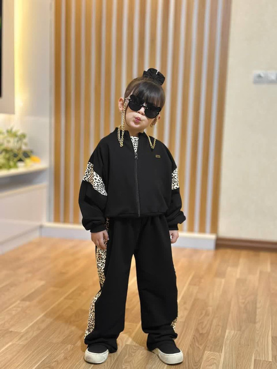 سه تیکه سویشرت شلوار دورس پلنگی 3 تا 12 سال