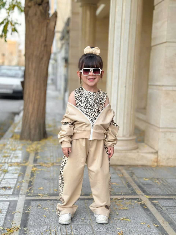 سه تیکه سویشرت شلوار دورس پلنگی 3 تا 12 سال