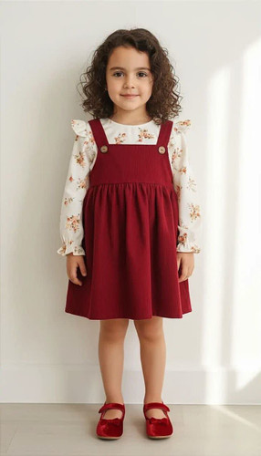 شومیز و بیلر دامنی مخمل کبریتی 2 تا 9 سال لباس دخترانه